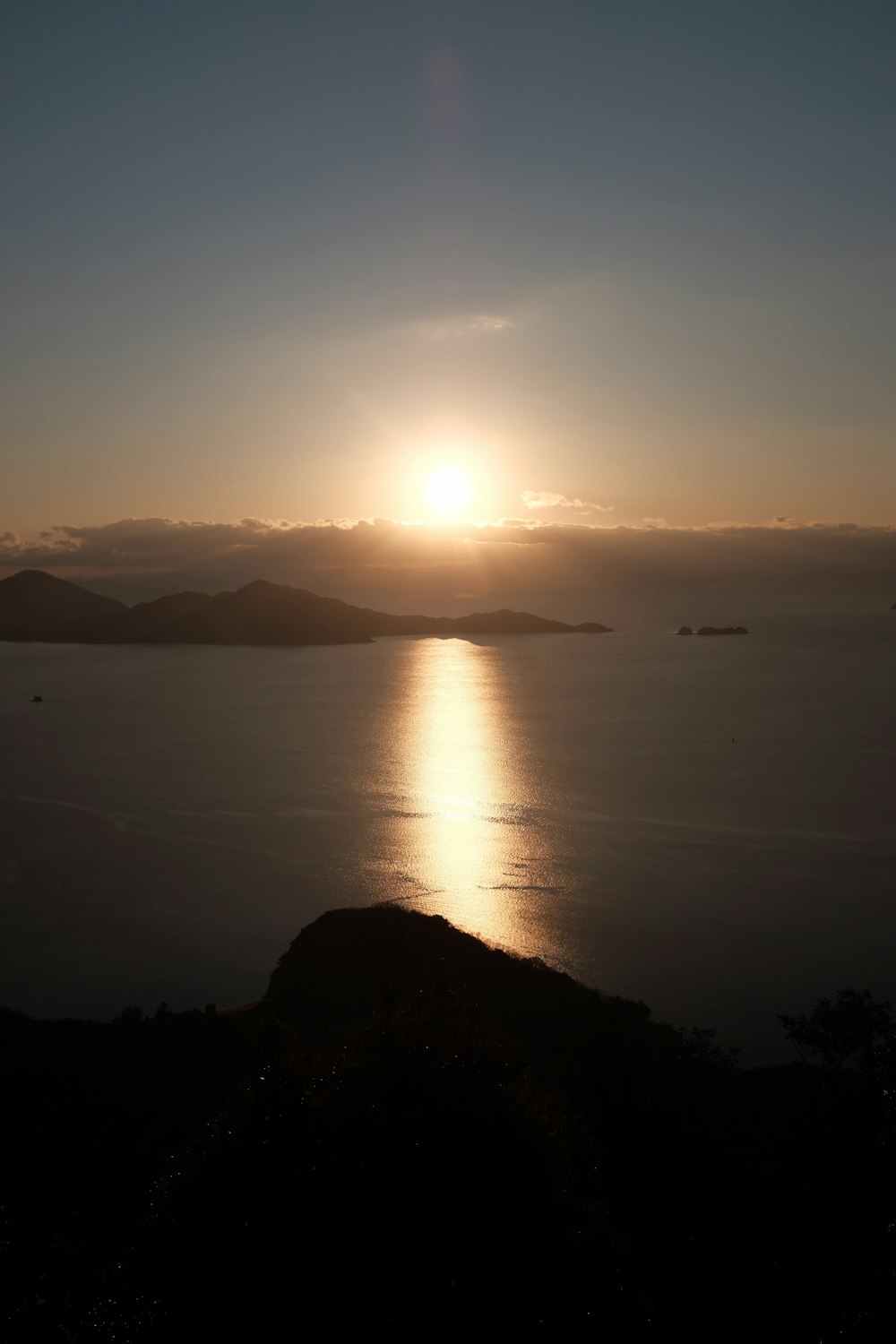 silhouette of mountains during sunset