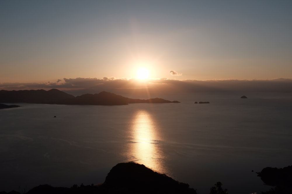 silhouette of mountain during sunset