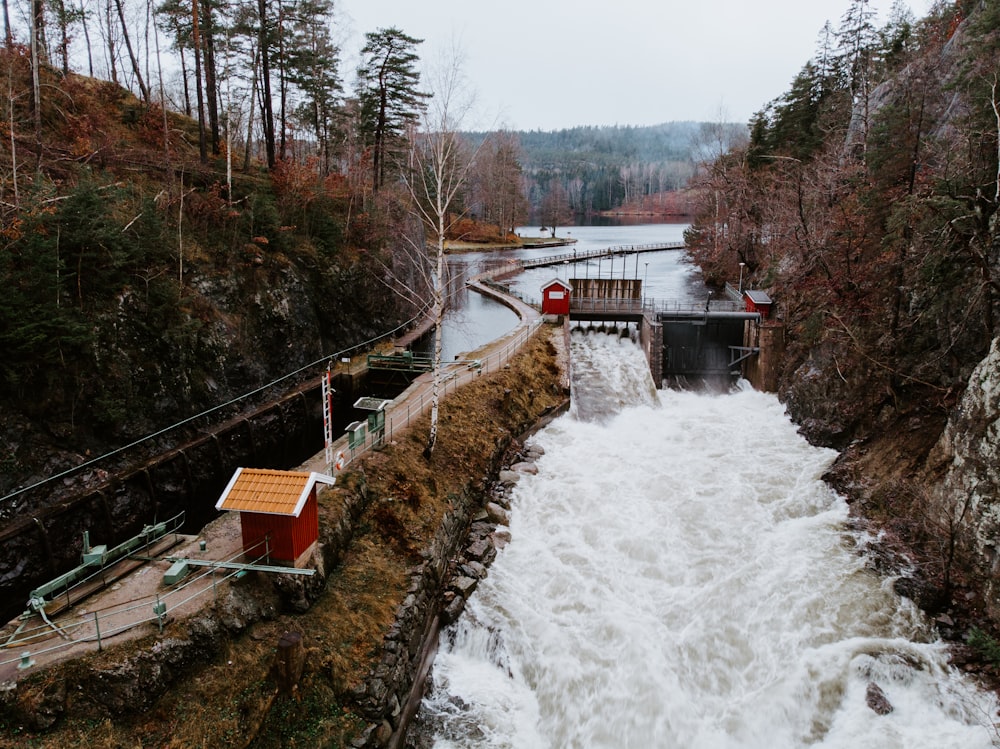 water falls on brown soil