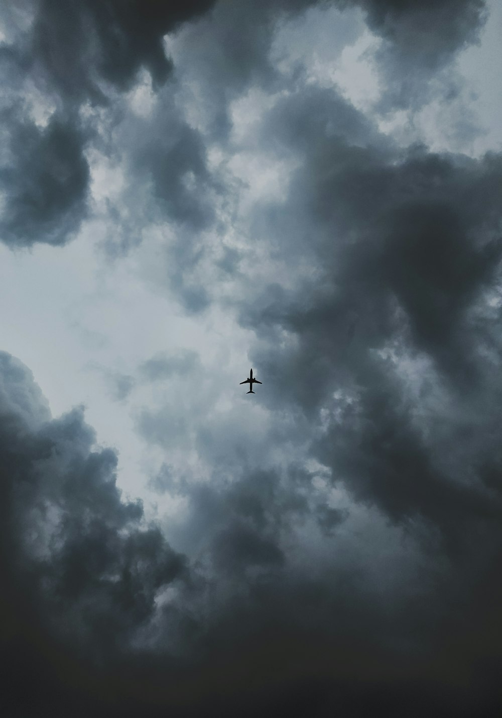 bird flying under white clouds during daytime