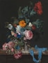 red and blue roses in vase