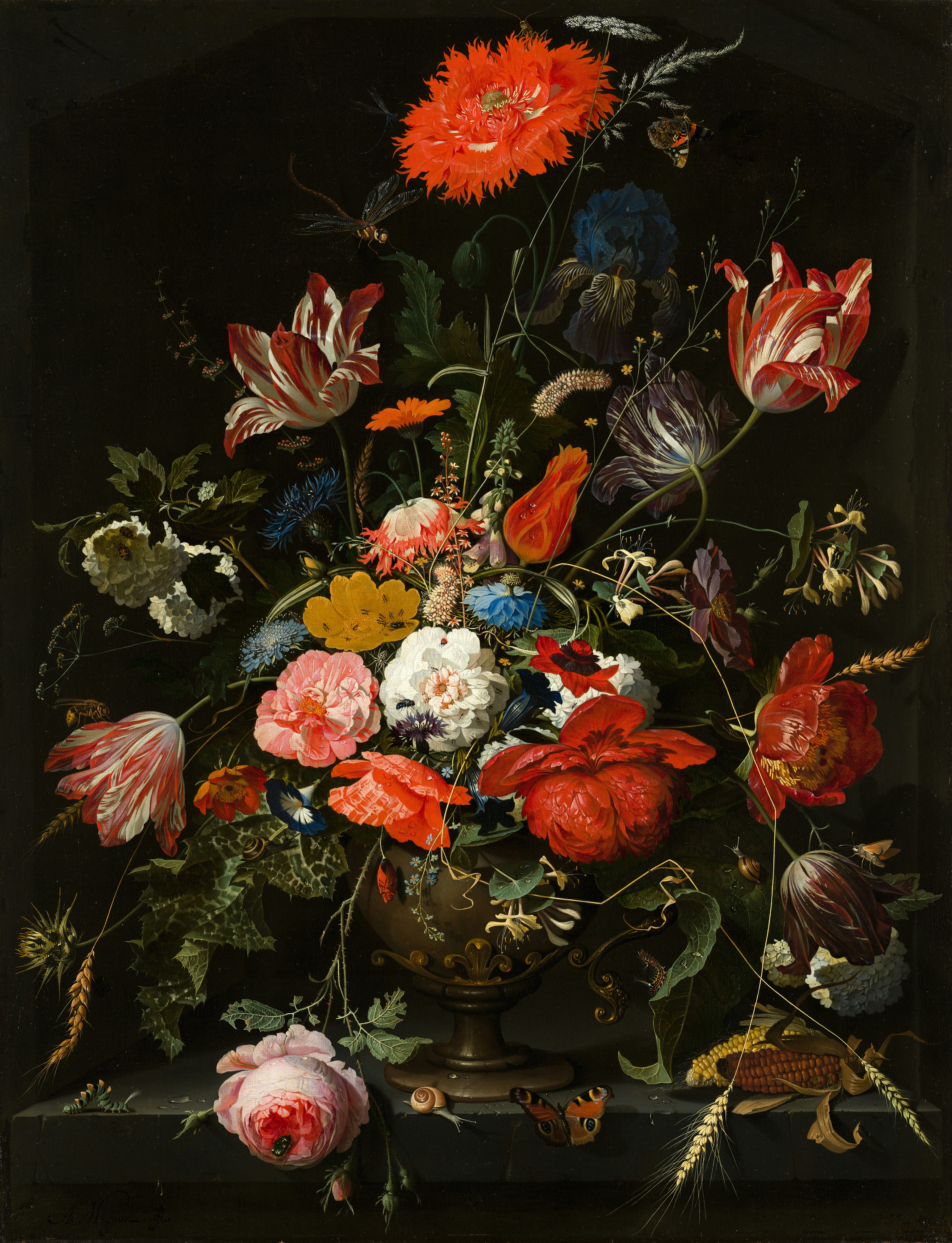 Flowers in a Metal Vase.
Creator: Abraham Mignon.
Date:1670.
Institution: Mauritshuis.
Provider: Digitale Collectie.
Providing Country: Netherlands.
PD for Public Domain Mark 
