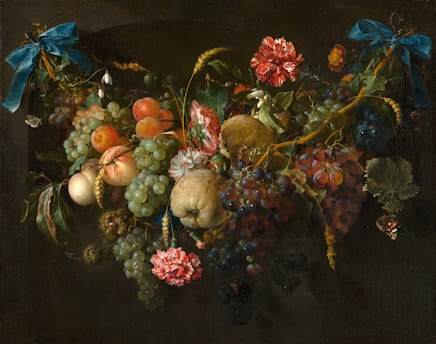 red and white flowers on black textile