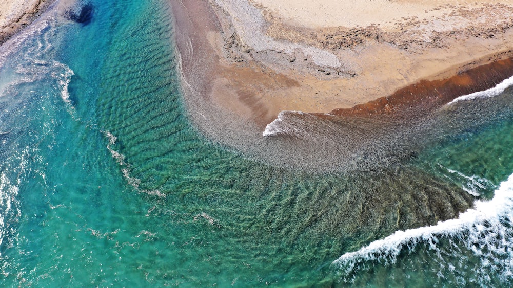 aerial view of ocean waves