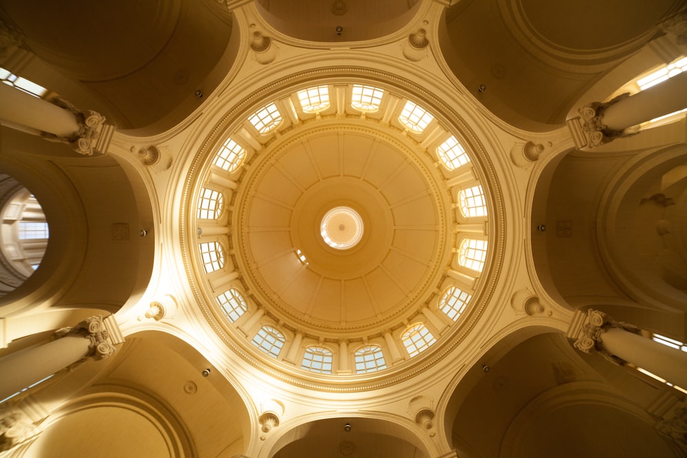 low angle photography of dome ceiling