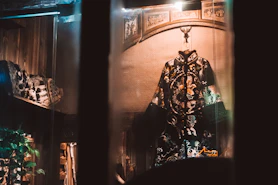 black and gold metal door