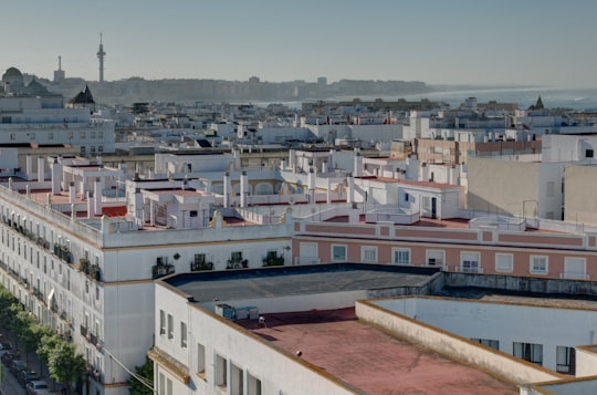 white and brown concrete buildings during daytime in Cádiz Spain