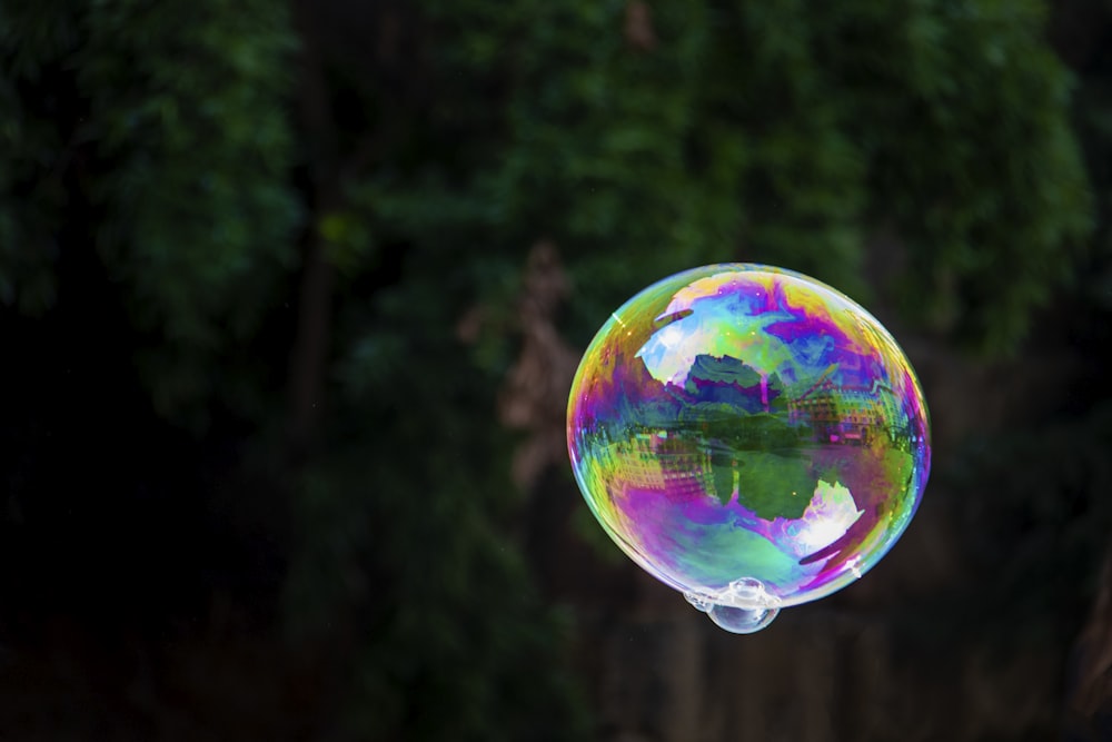 selective focus photography of bubble