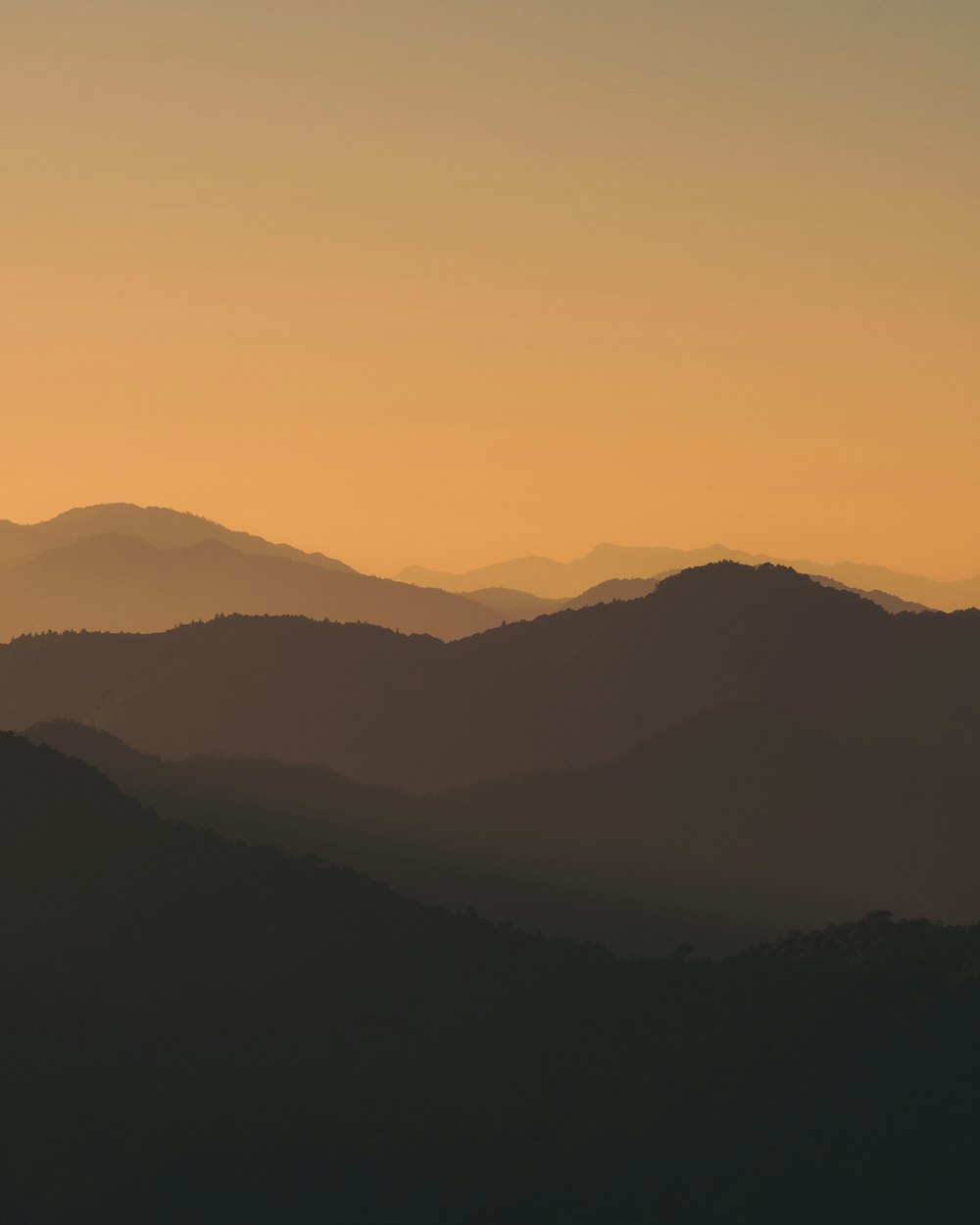 silhouette of mountains during sunset