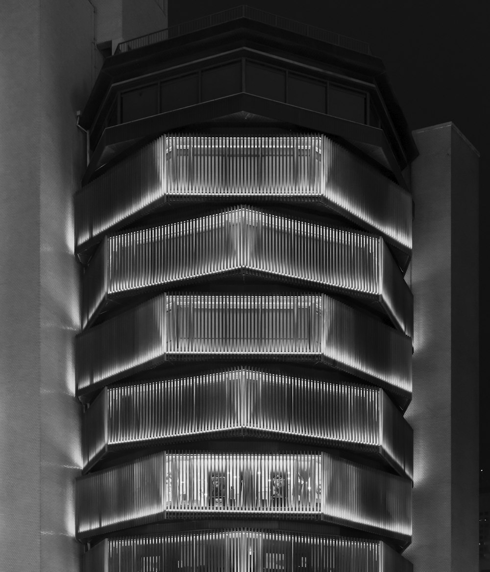 grayscale photo of concrete building