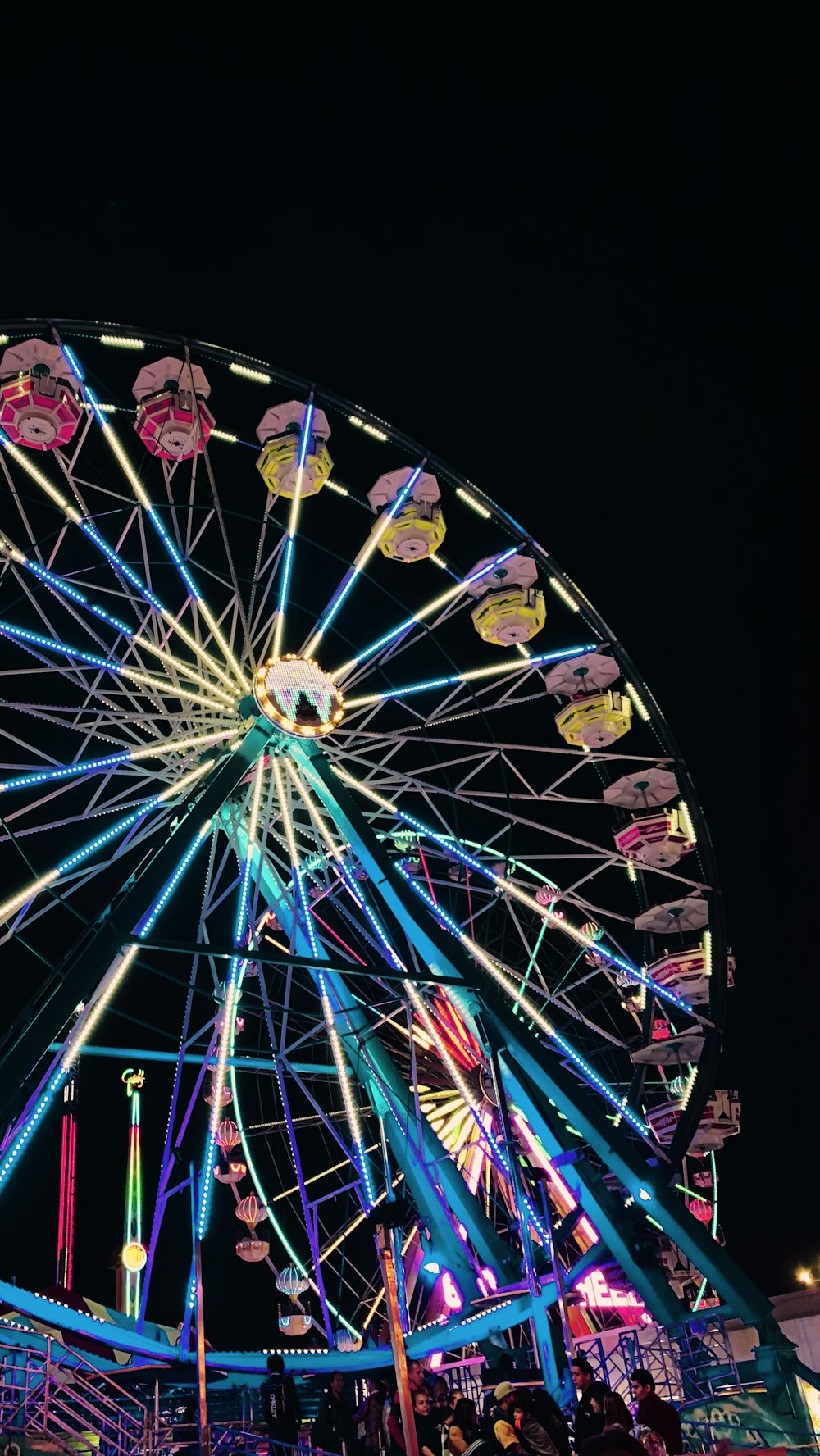 red green and blue ferris wheel