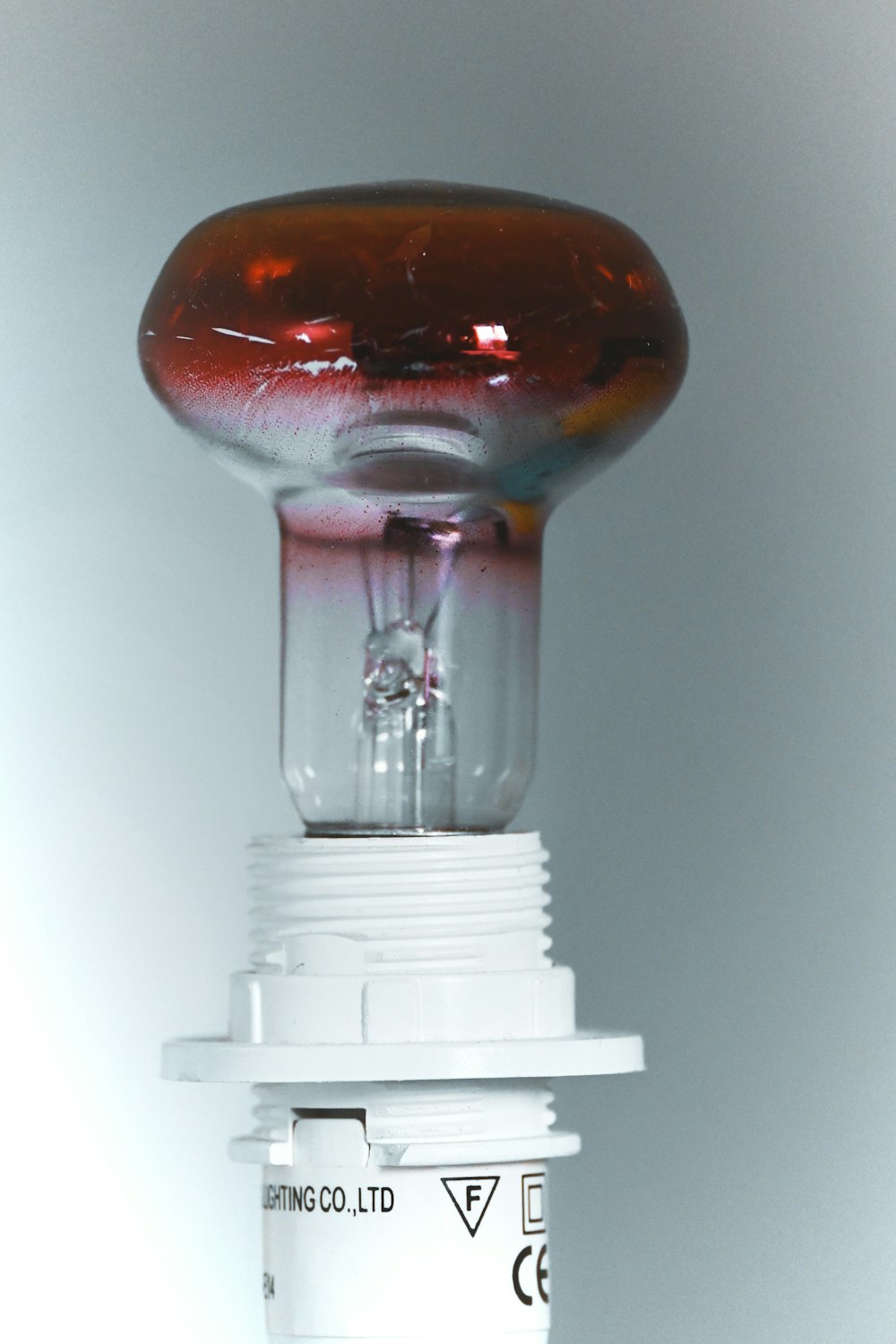 red and white light bulb