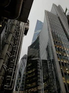 A bustling commercial hub with glass facades and industrial design elements.