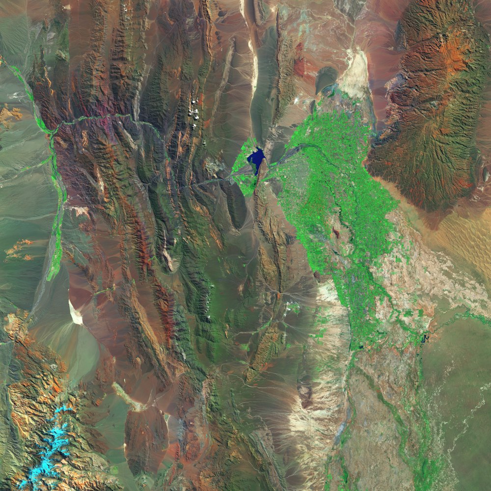 Vue aérienne de la terre verte et brune