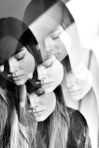 2 woman smiling in grayscale