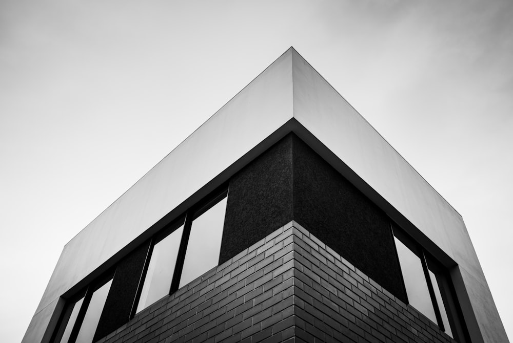 grayscale photo of concrete building