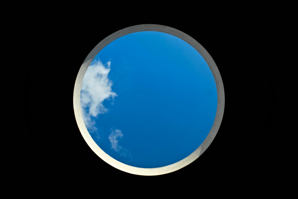blue and white round illustration