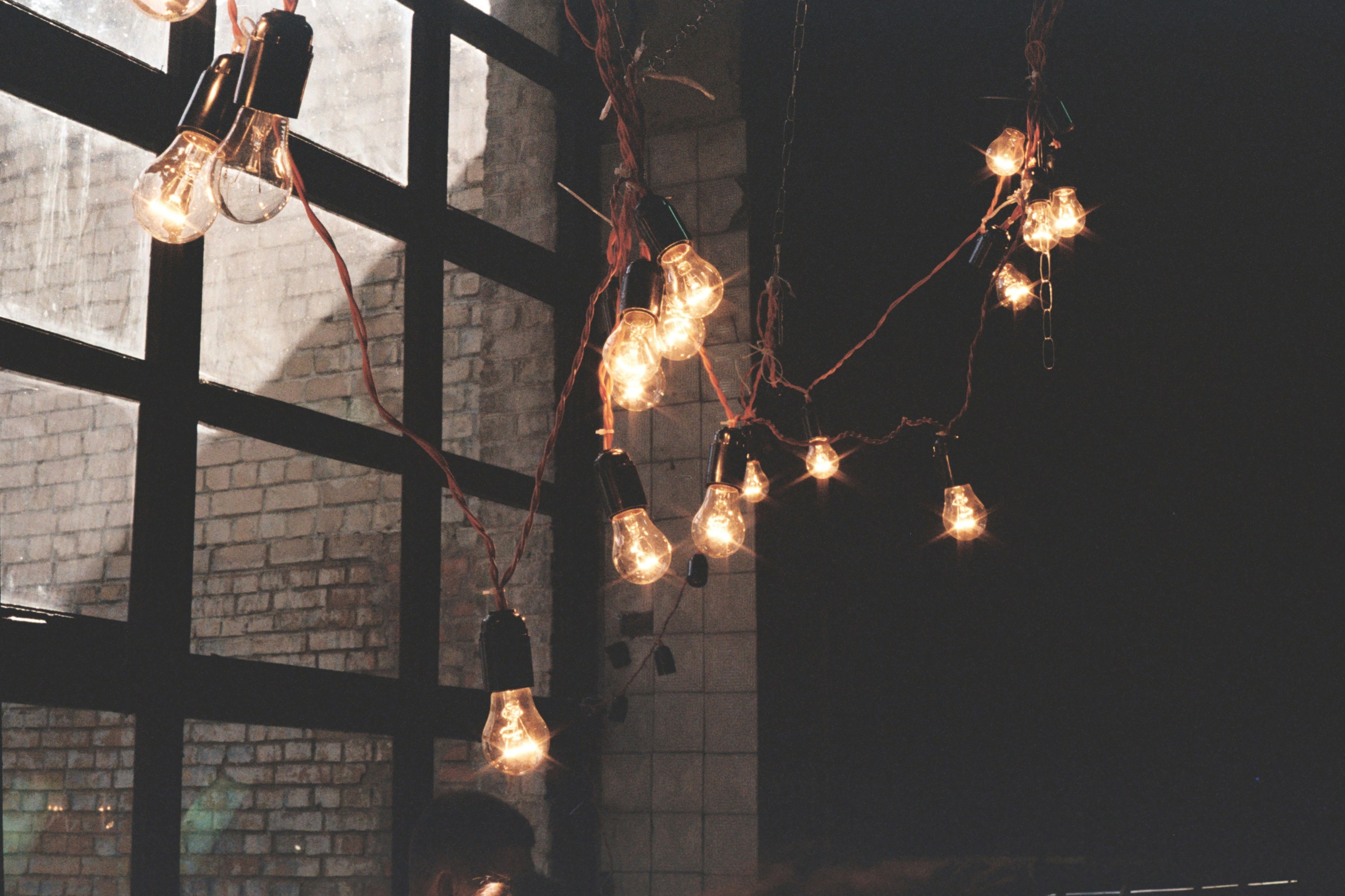 Red and yellow string lights photo Free Film photography Image on