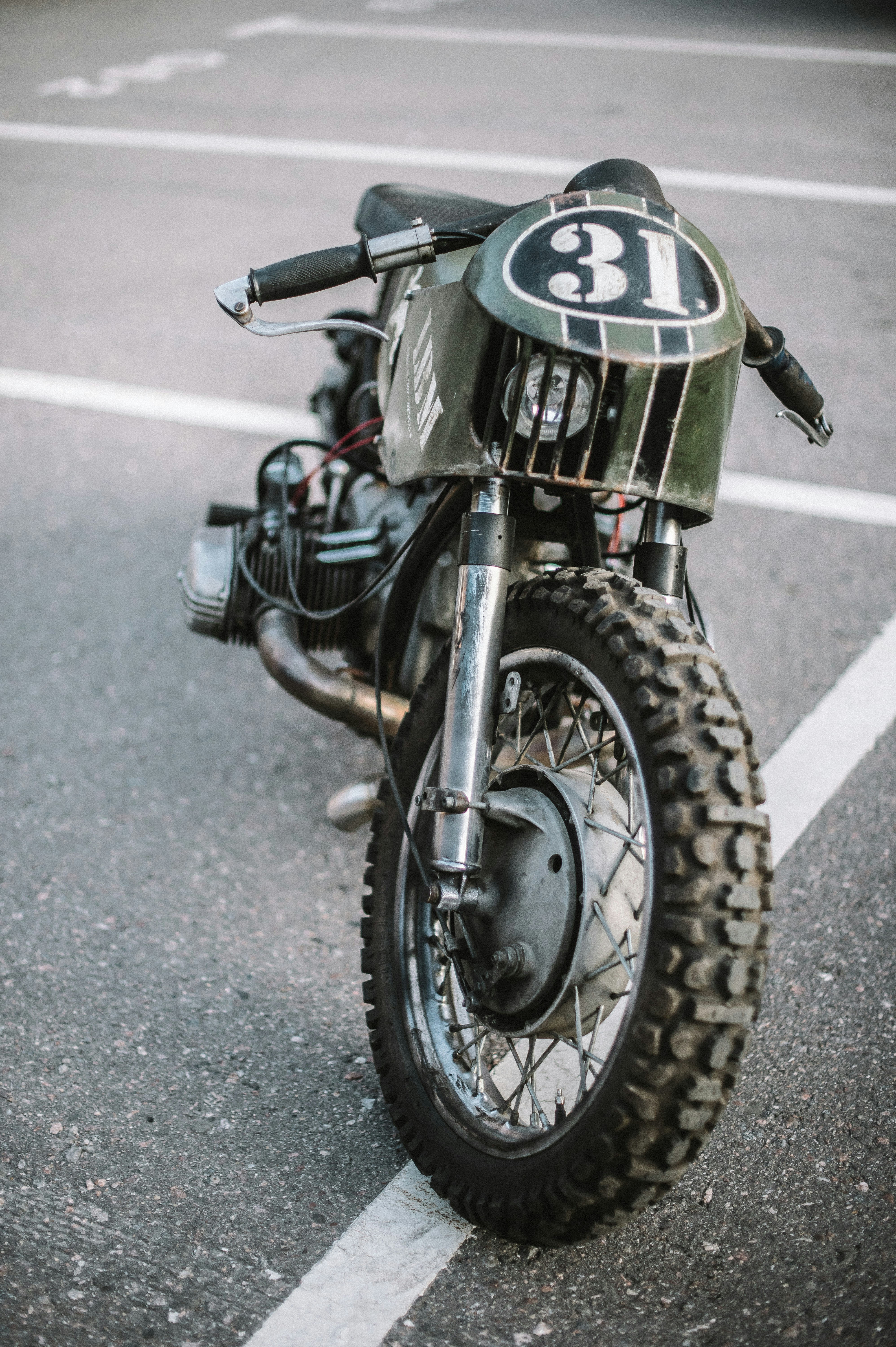 custom bike on parking