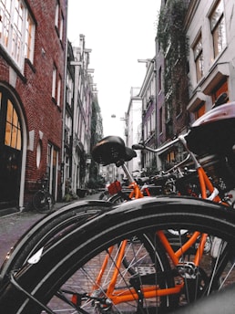bicycle parked on sidewalk beside building during daytime