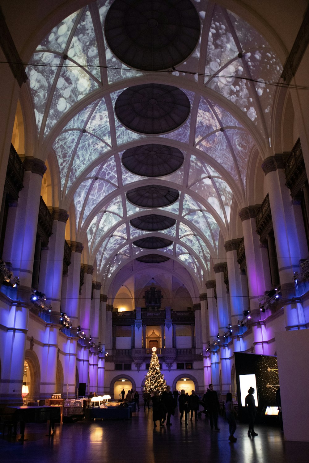 blue and white floral ceiling