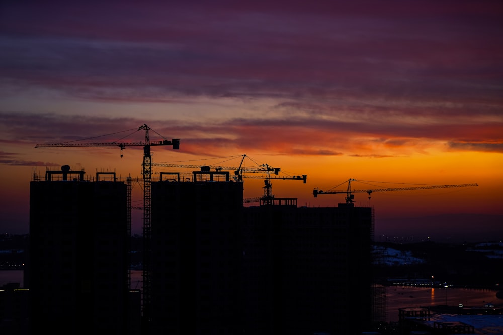 silhouette of building during sunset