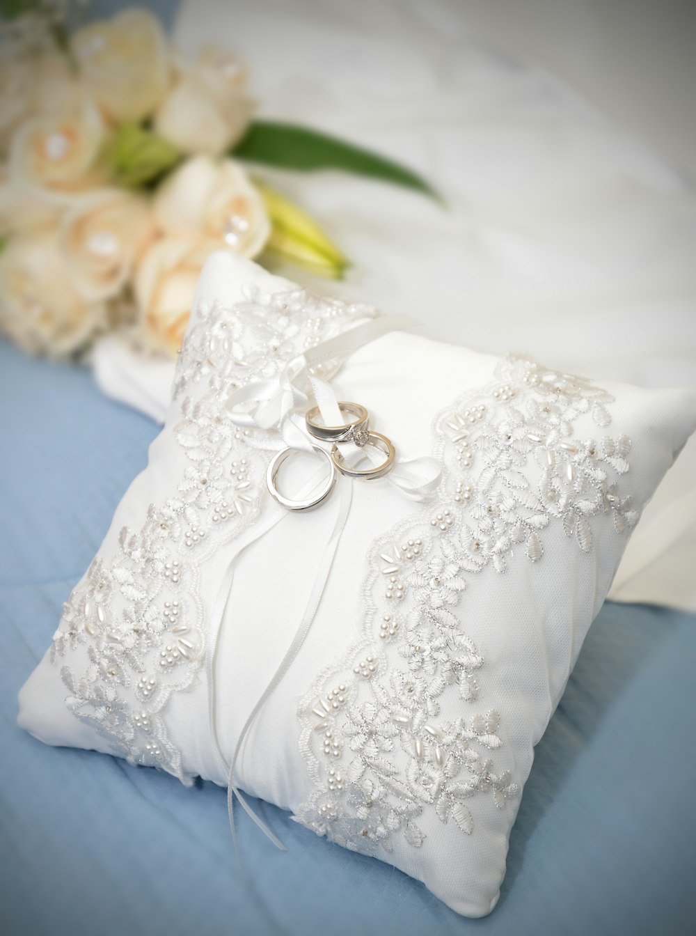 white floral dress on white textile