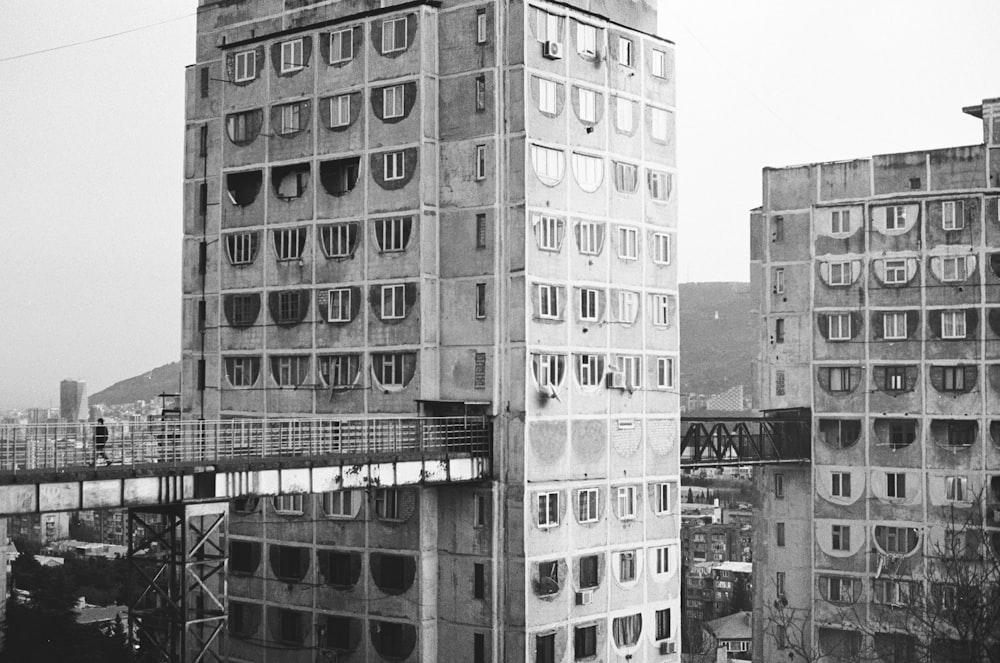 grayscale photo of high rise building