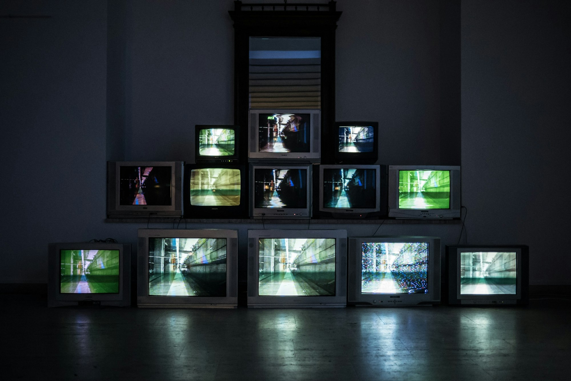Opening night of "TV WALL digital to analog" exhibition in art gallery Scheier, Croatia (1)