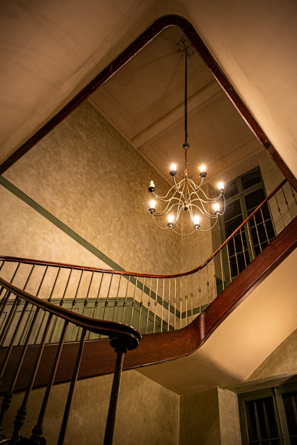 white and brown wooden staircase