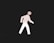 A white stick figure walking symbol is depicted against a black background. The stick figure is composed of a pattern of small repeating characters that resemble the letter R. The figure is shown in mid-step with one leg forward and one arm bent at the elbow.