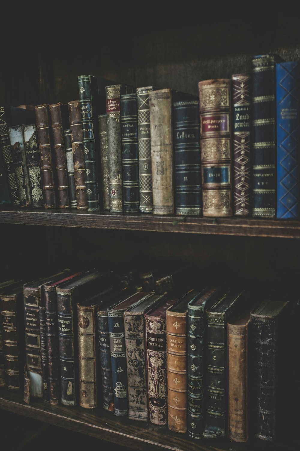 books on brown wooden shelf