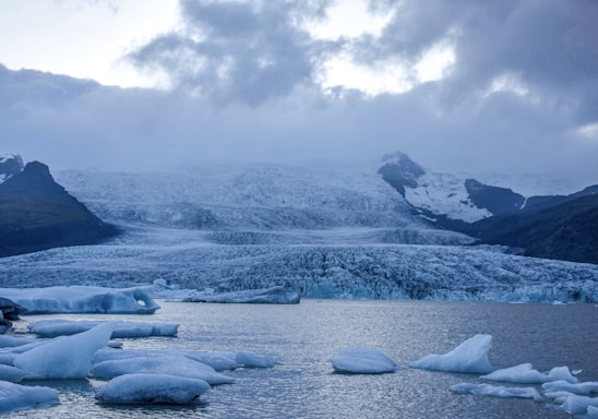 A serene glacier landscape representing the mission of Glacier Dam.