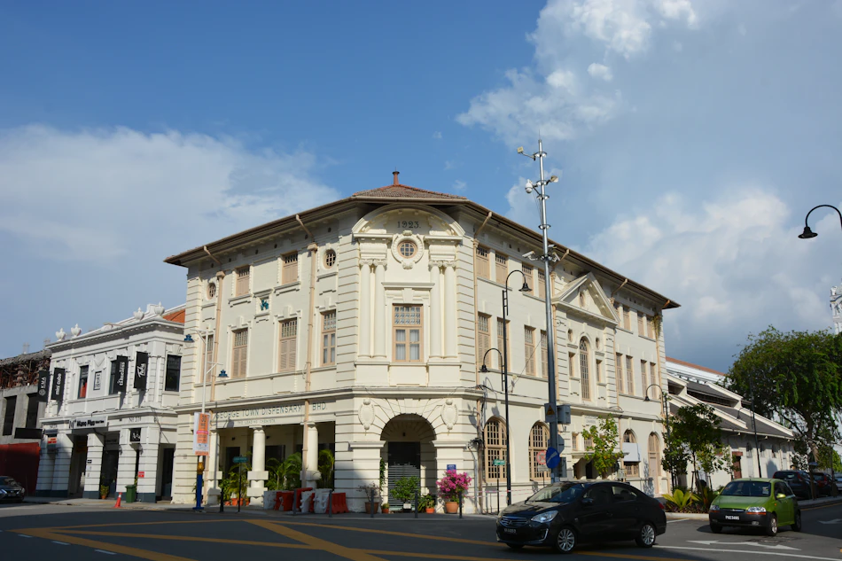 Heritage street and buildings in George Town Penang Malaysia