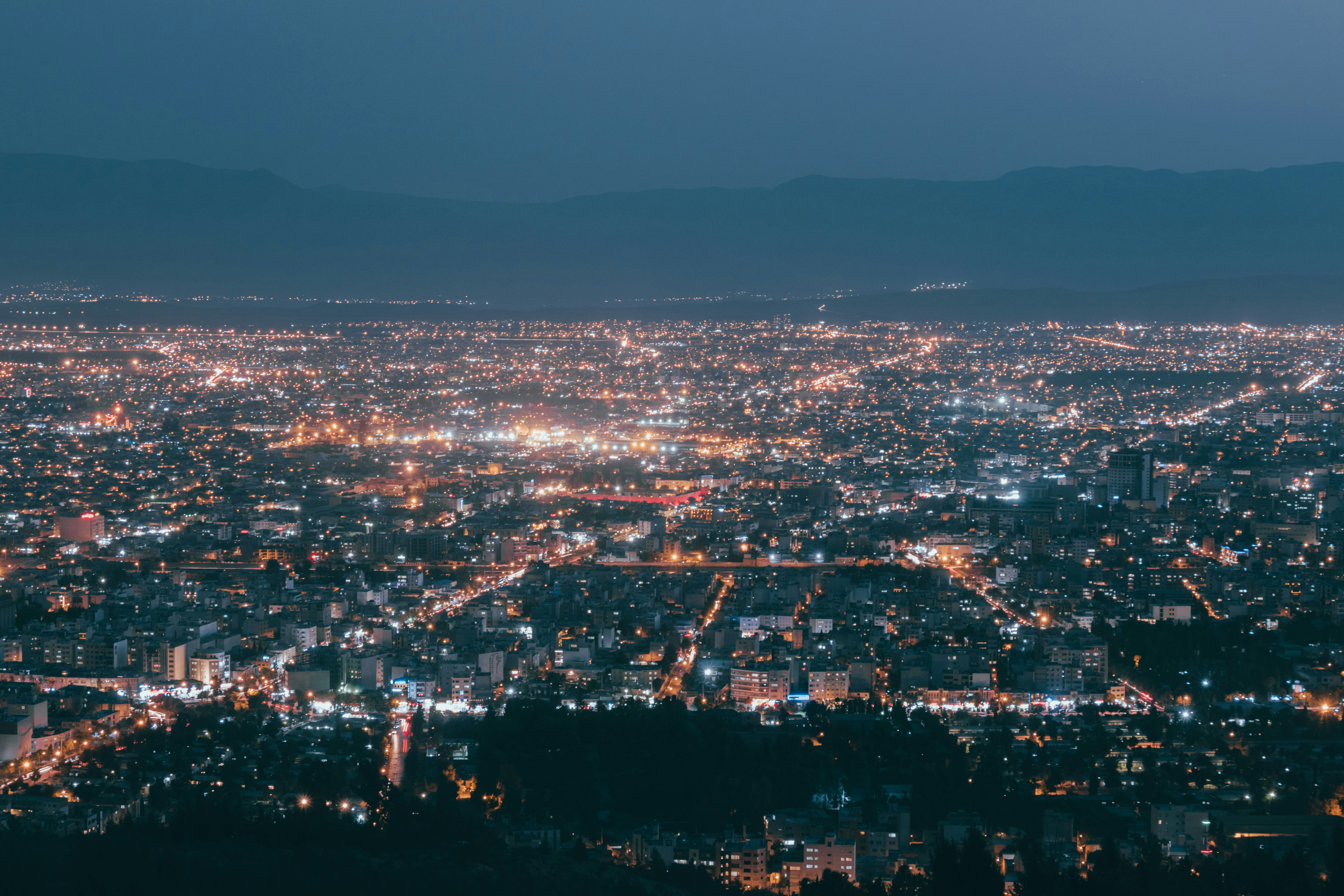 city lights during night time