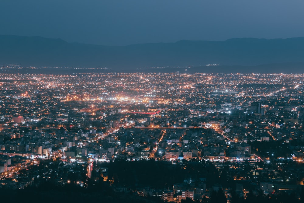 city lights during night time