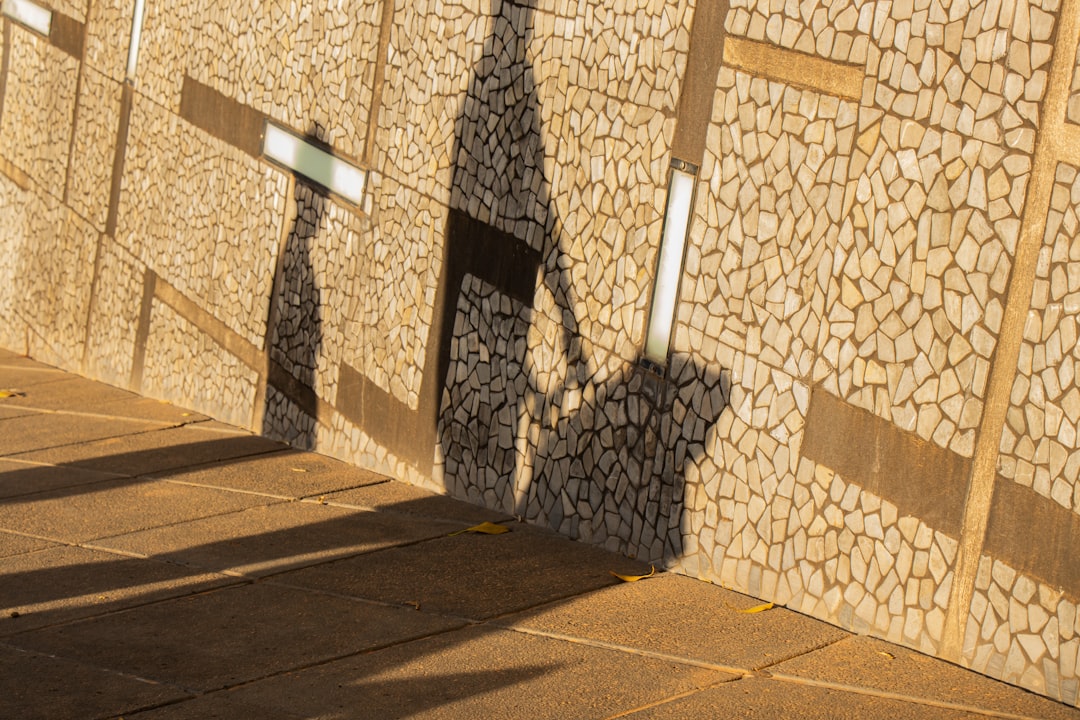 shadow of person on brown brick wall during daytime