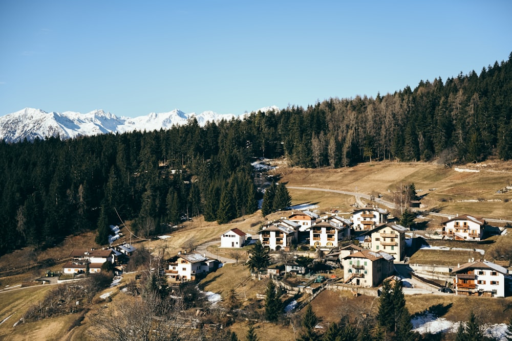 a small village in the middle of a mountain