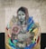 A mural features a woman wearing a headscarf with a serene expression. She holds colorful flowers, and there are vibrant, abstract shapes surrounding her. The text 'Your Brand Your Choice' is written on her clothing. The artwork combines realistic portraiture with abstract elements, creating a striking visual contrast.