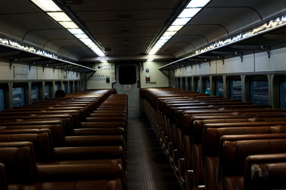 brown wooden chair inside train