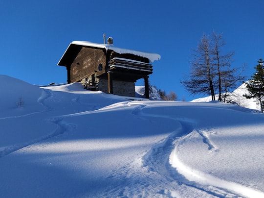 brown wooden house covered with snow during daytime in La Thuile Italy