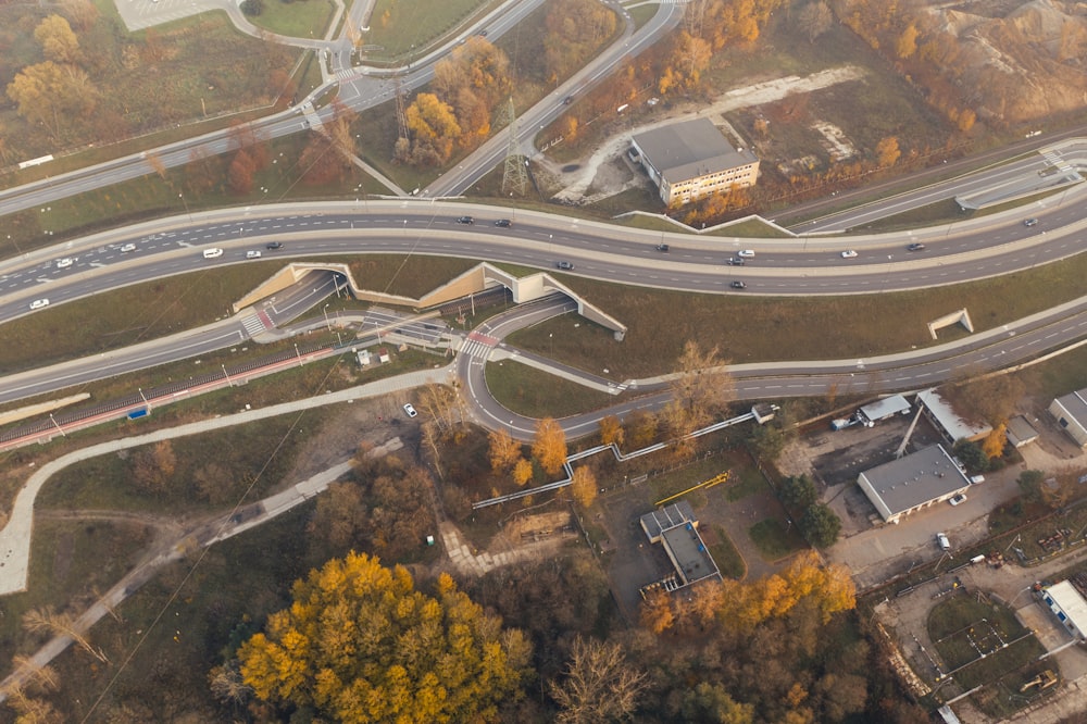 aerial view of city road during daytime