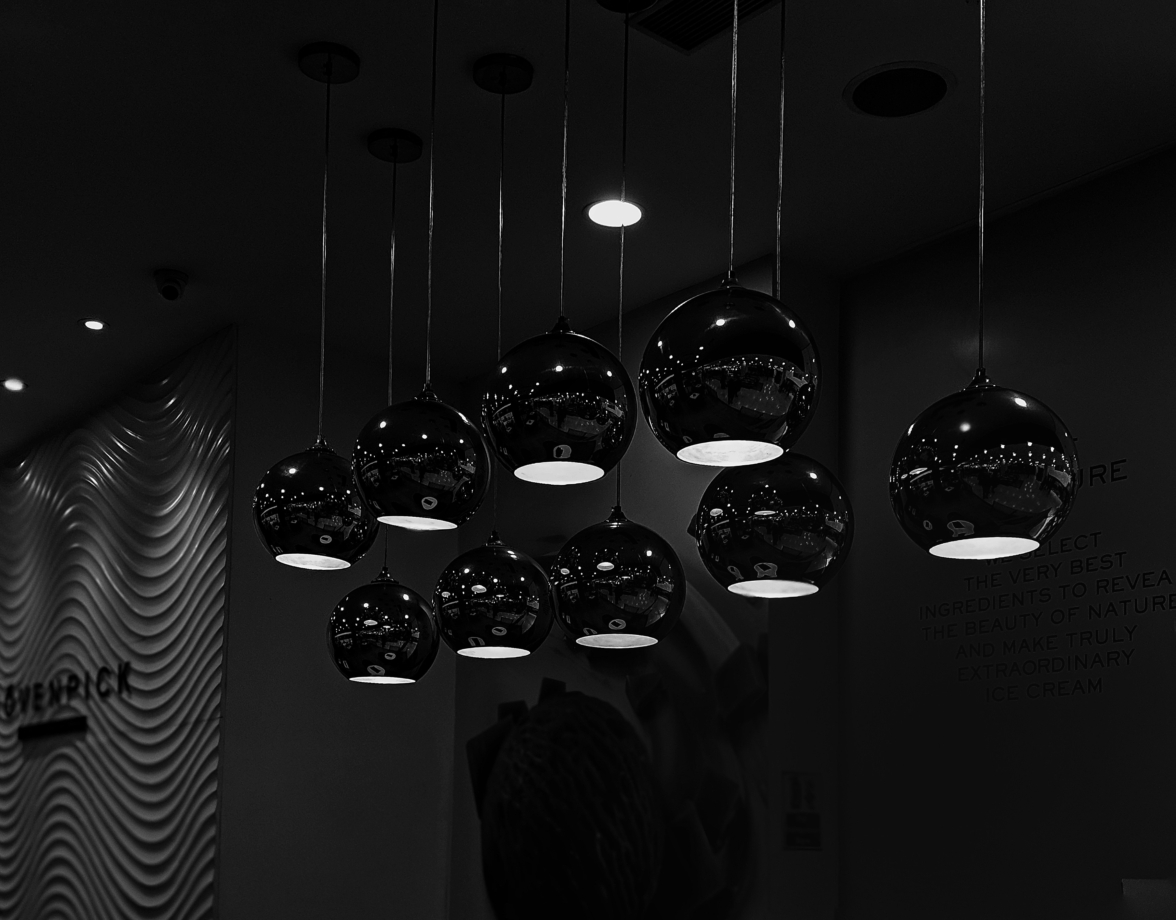 Grayscale photo of pendant lamps photo Free Grey Image on Unsplash
