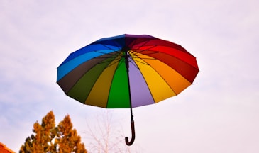 blue yellow and red umbrella