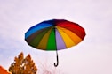 blue yellow and red umbrella