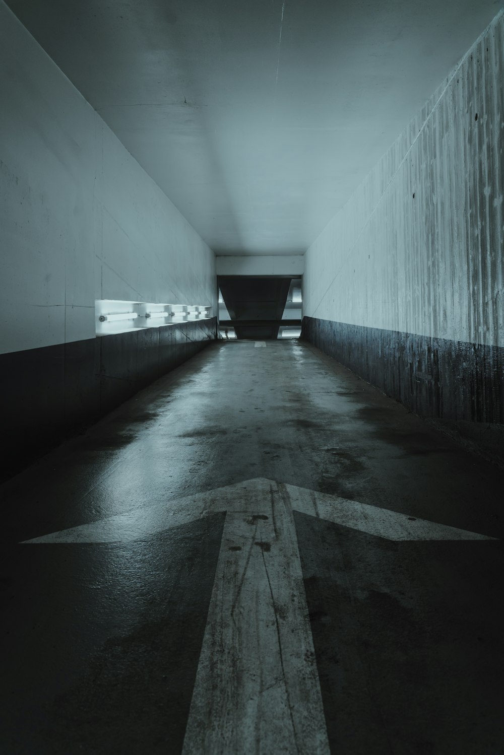 gray concrete hallway with no people
