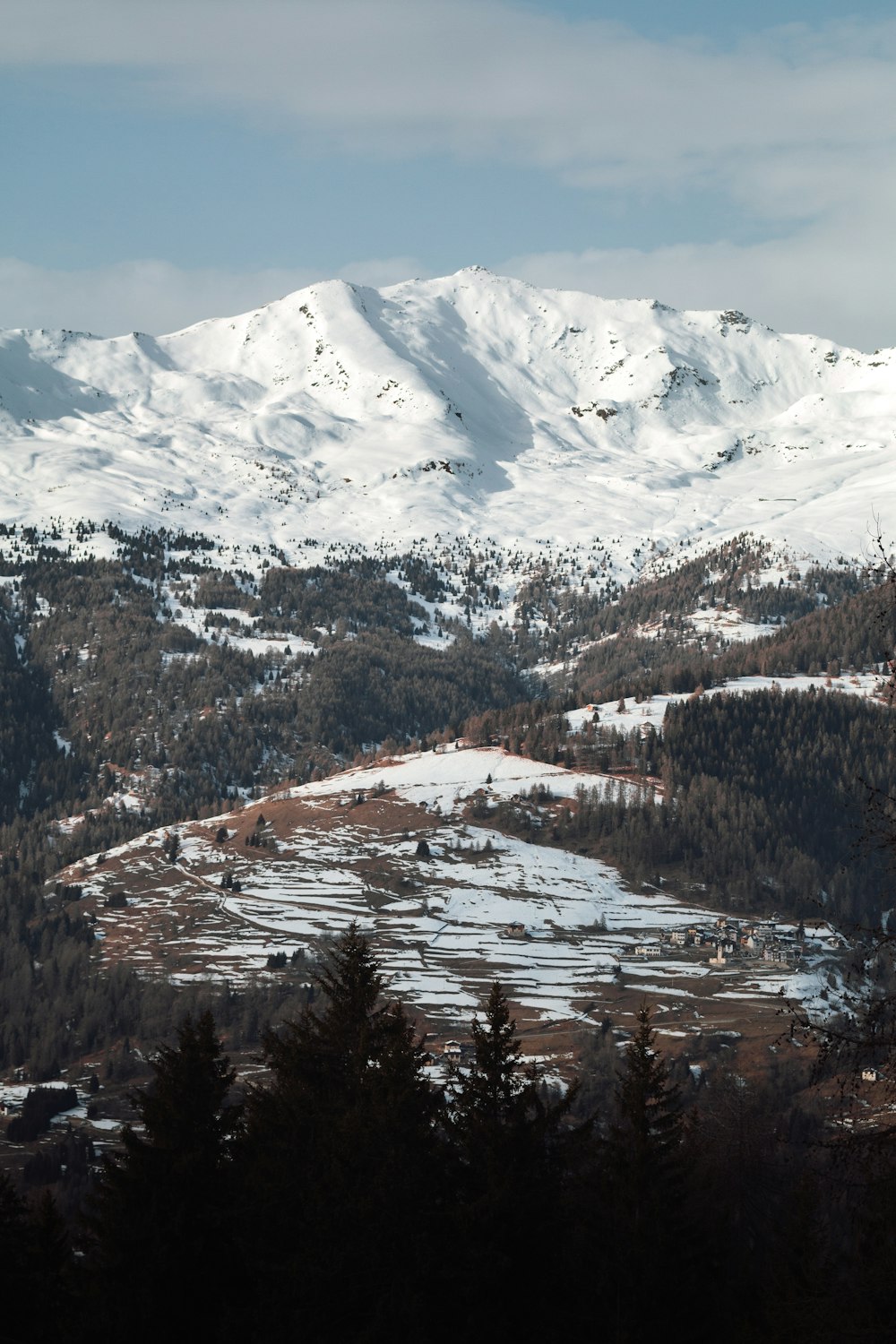 snow covered mountain during daytime