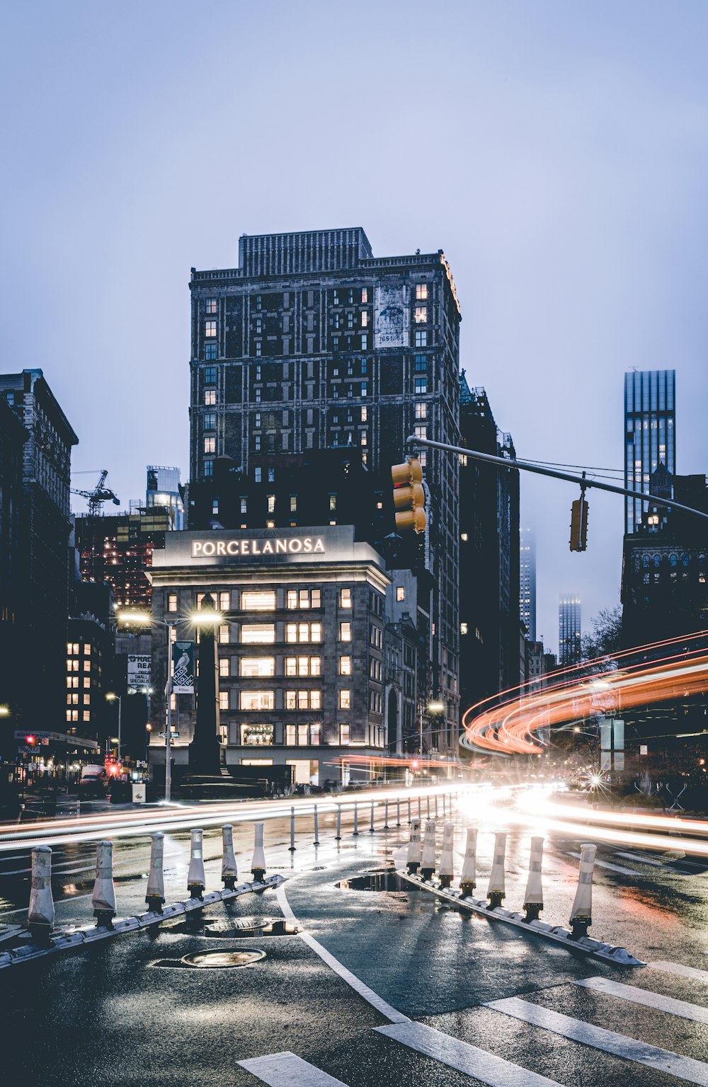 time lapse photography of city buildings during night time