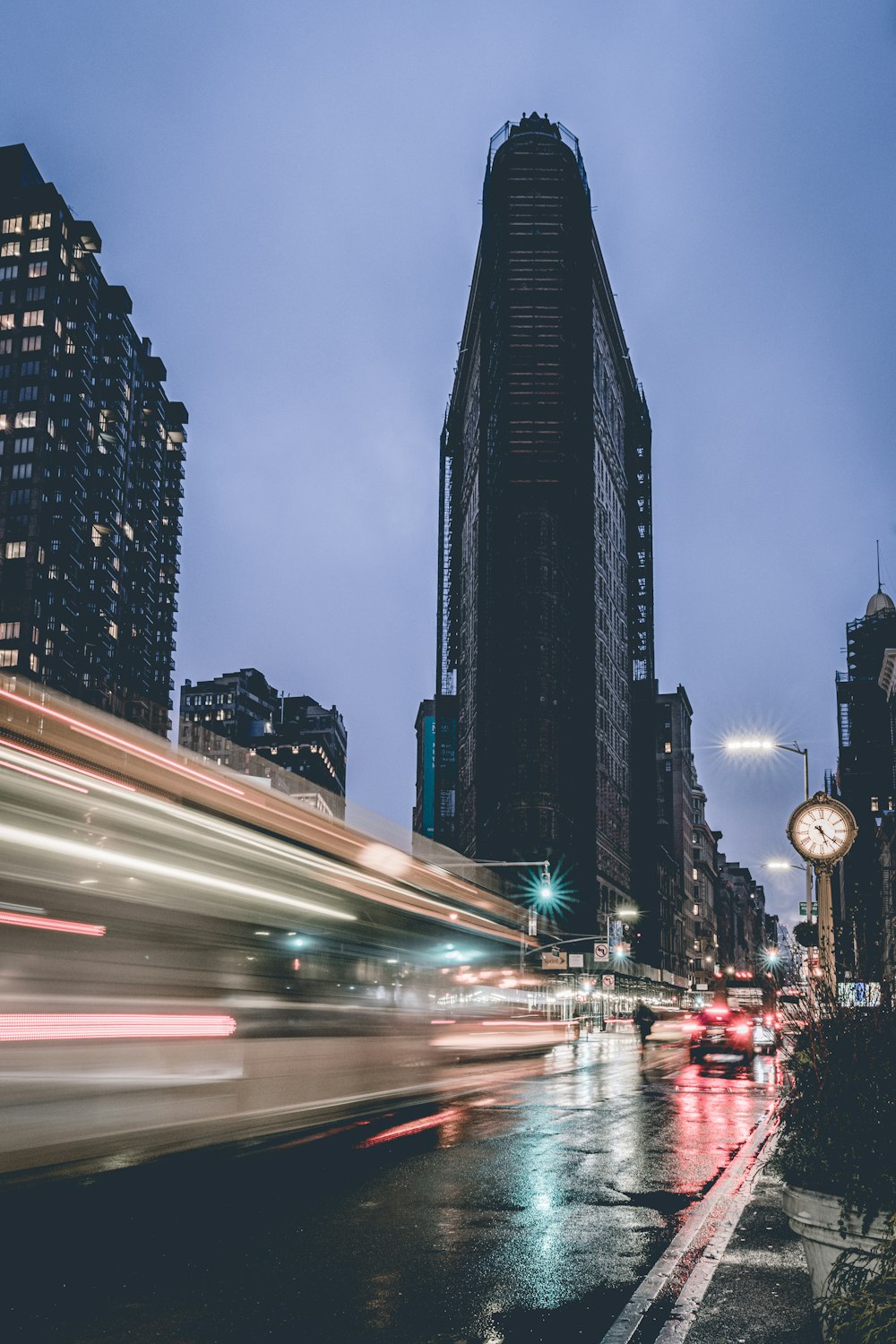 time lapse photography of city buildings during night time