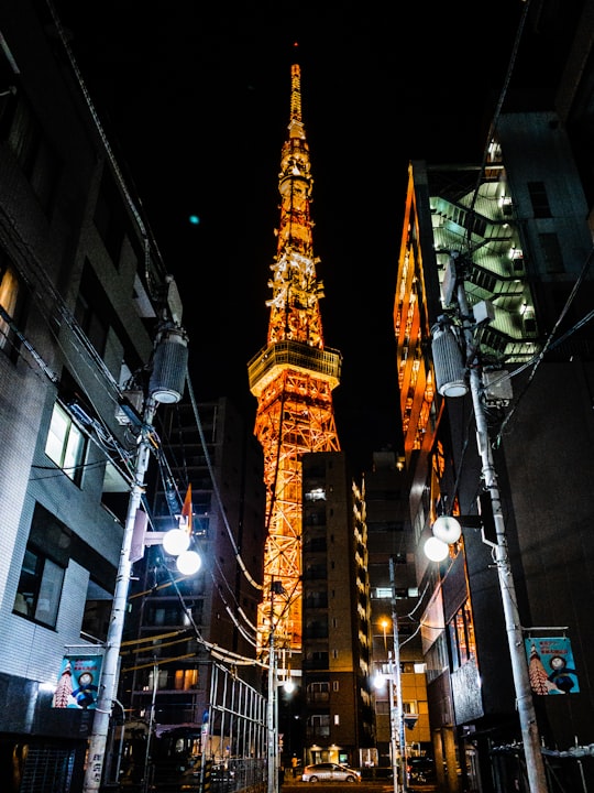 eiffel tower in paris during night time in Tokyo Tower Japan